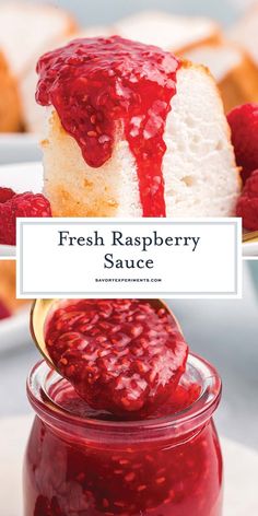 fresh raspberry sauce in a mason jar