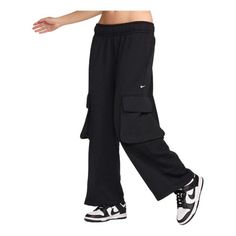 (WMNS) Nike Sportswear Low Rise Oversized French Terry Pants Asia Sizing 'Black' FV7513-010 French Terry Pants, Apparel Shop, Sports Sneakers, Nike Pants, Nike Sportswear, French Terry, Low Rise, Limited Edition, Nike