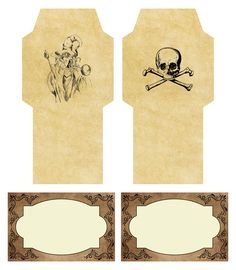 two envelopes with skull and crossbones on them, one has a blank paper for