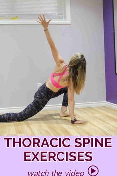 Alleviate pain and stiffness, prevent injury, and improve performance all by using these thoracic spine exercises! The thoracic spine is the middle portion of the vertebral column and runs from the cervical spine (your neck) down to the lumbar spine (your low back). Exercises For Upper Back, Spine Exercises, Exercise Daily, Back Relief, Improve Mobility, Fitness Tips For Women, Resistance Band Exercises, Workout Chart