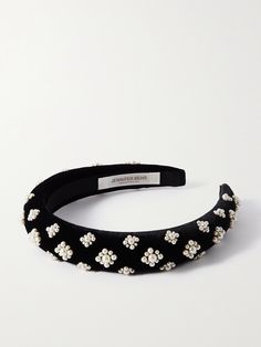 Jennifer Behr's headband has an almost Tudor glamour - the designer describes it as having "queenly grace." It's made from plush black velvet embellished with faux pearls arranged as flowers. Always apply hairspray before securing it, and store it in a dustbag between wears to keep yours in beautiful condition Jennifer Behr, Velvet Headband, Fine Watches, Boot Pumps, Beauty Accessories, Clothes Collection, David Yurman, Hair Accessories Headbands, Net A Porter