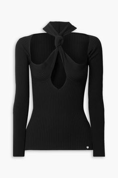 Find ATTICO Cutout Knotted Ribbedknit Sweater on Editorialist. Sweater ribbed-knit knotted cutout slips on mid-weight knit machine wash or dry clean made in italy Knot Sweater, Knit Machine, The Attico, Knitwear Fashion, Detailed Sweater, Chanel Fashion, Ribbed Knit Sweater, Red Outfit, Clothing Care