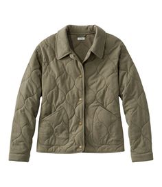 Women's Quilted Knit Jacket | Shirt-Jackets at L.L.Bean Winter Cotton Quilted Jacket For Cold Weather, Winter Quilted Cotton Jacket For Cold Weather, Cozy Quilted Winter Outerwear, Quilted Puffer Jacket For Fall, Long Sleeve Quilted Jacket For Fall, Cozy Quilted Jacket For Cold Winter Weather, Fall Cotton Quilted Jacket With Padded Collar, Quilted Hooded Jacket For Cold Weather, Quilted Long Sleeve Outerwear For Cold Weather