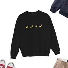 Banana Sweatshirt, Cute Banana Lover Sweater, Banana Icon Crewneck, Banana Design Gift, Banana Love Crewneck, Fruit Lovers UNISEX Sweatshirt Friends Will Love It! Unisex Sweatshirt. This well-loved Unisex Sweatshirt is the perfect addition to any wardrobe. It has a crew neck, and it's made from air-jet spun yarn and quarter-turned fabric, which eliminates a center crease, reduces pilling, and gives the sweatshirt a soft, comfortable feel. * 50% cotton, 50% polyester * Fabric weight: 8.0 oz/y² (271.25 g/m²) * 1x1 athletic rib-knit collar with spandex * Air-jet spun yarn with a soft feel and reduced pilling * Double-needle stitched collar, shoulders, armholes, cuffs, and hem * Quarter-turned to avoid crease down the middle Time for Delivery: - Processing & production time is 3-5 business day Banana Icon, Banana Design, Chicken Sweater, Cute Banana, Cute Chicken, Cute Chickens, Chicken Lovers, Sweatshirt Cute, Air Jet