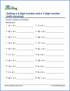 Add 2-digit and 1-digit numbers | K5 Learning