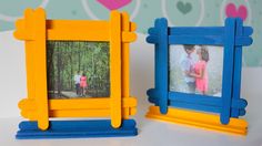 two small wooden frames sitting next to each other