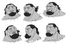 several stages of facial expressions in various poses, including the man's head and shoulders