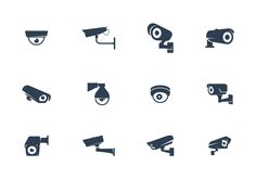 different types of security cameras on a white background