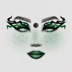 Snake Queen Costume, Medusa Glam Makeup, Green Snake Makeup Looks, Snake Make Up Eyes, Scary Tinkerbell Costume, Elfaba Makeup, Medusa Make Up Ideas, Medusa Inspired Makeup, Medusa Makeup Ideas Simple