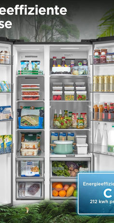 an open refrigerator filled with lots of food