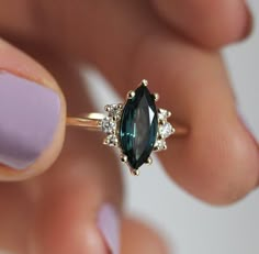 Deep Teal Sapphire Ring, Blue Green Sapphire Engagement Ring Yellow Gold Sapphire Engagement Ring Yellow Gold, Teal Sapphire Ring, Delicate Engagement Ring, Blue Green Sapphires, Teal Sapphire, Yellow Engagement Rings