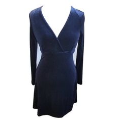 "Vintage 1990s Maurices Velvet Crossover Dress Blue Sz Small. Like new condition. End of one sleeve does have a few loose stitches. Approximate measurements: chest flatlay 14\" , shoulder to hem length 31\"" Long Sleeve Streetwear, Crossover Dress, Dress Clothes For Women, Dress Blue, Midnight Blue, Crossover, Blue Dresses, Dress Outfits, Women's Dress