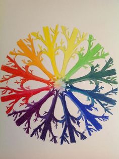 an image of a rainbow colored tree in the shape of a circle on a white background