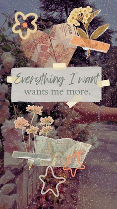 there is a sign that says everything i want wants me more than flowers and butterflies