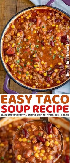 easy taco soup recipe with beans and corn