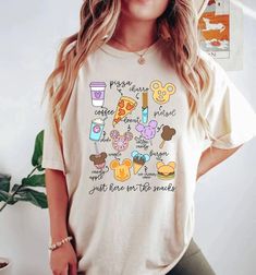 Disney Snacks Shirt, Disney Family Shirt, Disney Aesthetic Shirt, Disneyland Shirt, Shirt Htv Ideas, Disney Fits, Disney Wear, Disney Tee Shirts, Disney Trip Shirts, Trip Shirts, Retro Disney, Disney Outfit, Mode Chanel