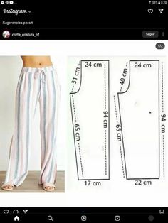 the sewing pattern is shown for this pants