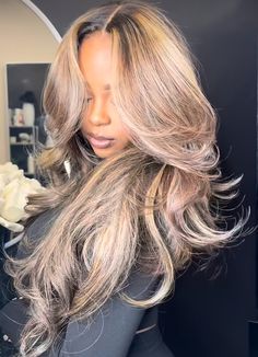 Ash Blonde Balayage Black Women, Blonde Balayage Black Women, Curly Weave Hairstyles, Ash Blonde Hair, Blowout Hair, Work Hairstyles, Auburn Hair, Hair Life