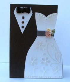 a wedding card with a tuxedo and bow tie