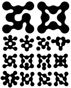 some black and white shapes on a white background