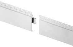 two metal brackets with holes in them on a white background