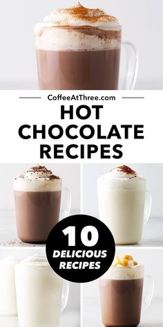 hot chocolate recipe in three pictures with text overlay