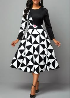 African Material Dresses Style, African Material Dresses, Material Dresses Style, Geometric Print Fashion, African Material, Fashion Dresses Online, Geometric Print Dress, High Waist Dress, Classy Dress Outfits