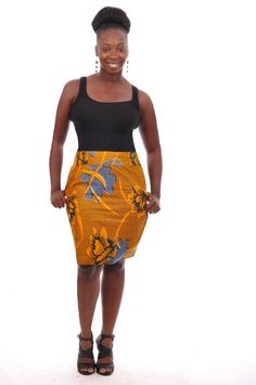 Orange and Blue African Print Pencil Skirt with Pockets-DP3212S vibrant print trendy unique Black Top not included Jewelry not included African Pencil Skirt, African Print Pencil Skirt, Blue African Print, Pencil Dress Outfit, African Skirt, Pencil Skirt Fashion, Pencil Skirt Casual, African Skirts, Pencil Skirt Outfits