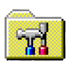 an image of a pixellated toolbox with a hammer and wrench on it