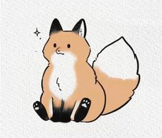 a drawing of a fox sitting on the ground