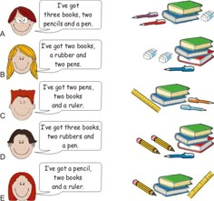 two books and three pencils are shown in this worksheet for kids to practice reading