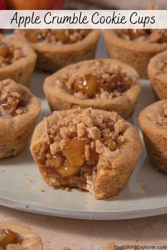 apple crumble cookie cups on a plate