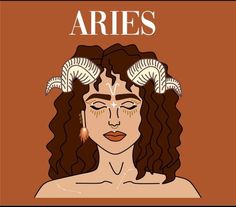 the zodiac sign for aries is depicted on a woman's head with horns