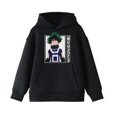 He'll love the cool style of this Boys 8-20 My Hero Academia Deku Hoodie. He'll love the cool style of this Boys 8-20 My Hero Academia Deku Hoodie.  Crewneck Long sleevesFABRIC & CARE Cotton / Polyester Machine wash Imported Size: X Large. Color: Black. Gender: male. Age Group: kids. Deku Hoodie, Hoodies Design Ideas, My Hero Academia Deku, Academia Clothes, Trendy Hoodies, Unique Hoodies, Anime Inspired Outfits, Anime Hoodie, Comfy Sweatshirt