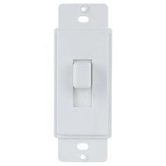 a white light switch on a white background