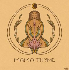 a drawing of a woman in a circle with the words mamma - hyme