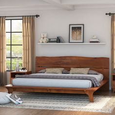 Add a calming, natural touch to your bedroom ensemble with our Levi Rustic Solid Wood Platform Bed Frame with Live Edge Headboard. Artfully crafted in solid wood, this rustic platform bed exemplifies natural beauty with its display of rich organic grain work and its stunning live edge headboard. The elegant, clean lines of the headboard brilliantly highlight Mother Nature's timeless handiwork to bring about a tranquil destination for sleep and relaxation. This handcrafted platform bed is rich wi Live Edge Headboard, 5 Piece Bedroom Set, Platform Bedroom Sets, Wood Bedroom Sets, Wood Platform Bed Frame, Full Size Platform Bed, Modern Platform Bed, Solid Wood Platform Bed, Platform Bed With Storage