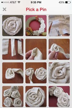 the instructions to make a knitted flower wreath