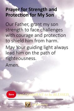 Prayer for Strength and Protection for My Son Protection Spell For My Son, Prayer Of Protection For Children, Prayer For My Kids Protection, Prayers For Children Protection, Psalm 91 11