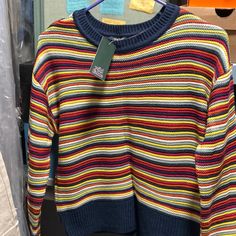 Super Soft Multicolor Sweater By Wild Fqble. Xs But Fits Like A Medium Nwt Casual Multicolor Winter Tops, Casual Multicolor Tops For Winter, Colorful Cotton Casual Sweater, Colorful Casual Cotton Sweater, Casual Colorful Cotton Sweater, Casual Striped Color Block Sweater, Multicolor Printed Crew Neck Sweater, Multicolor Long Sleeve Hippie Sweater, Fitted Vintage Multicolor Sweater