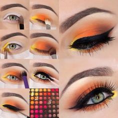 Thanksgiving Makeup, Blue Eye Makeup Tutorial, Orange Eye Makeup, Best Makeup Tutorials, Orange Makeup