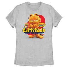 Join everyone's favorite lazy house cat for a new adventure with fun officially licensed apparel from The Garfield Movie coming soon! This Women's The Garfield Movie Cattitude Graphic T-Shirt features Garfield with his arms crossed along with the phrase: "Cattitude" in yellow and some cute Garfield-inspired stickers across the front. Sit back and relax with some lasagna and a nice nap in your adorable new t-shirts from The Garfield Movie today! Garfield The Movie, Garfield Movie, Tiny Tank, Trending Graphic Tees, House Cat, Sleeve Packaging, Graphic Tee Design, New Adventure, Sit Back And Relax