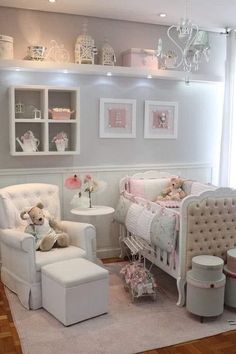 Very girly pink & gray nursery Baby Nursery Inspiration, Childrens Furniture, Baby Furniture