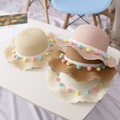 This beach set includes a stylish straw hat and bag perfect for protecting little ones from the sun. The adjustable chin strap ensures the hat fits securely and comfortably, and the drawstring bag is perfect for keeping trinkets safe and sound. Make the most of your beach days with this fashionable and practical beach set. Toddler Girl Accessories, Beige Hat, Straw Hat Beach, Toddler Bag, Summer Handbags, Bucket Cap, Beige Bag, Pink Hat, Summer Patterns