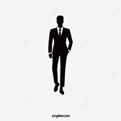 the silhouette of a man in a suit and tie, standing with his hands in his pockets