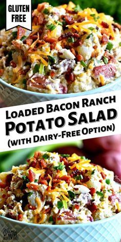 loaded bacon ranch potato salad with dairy - free option