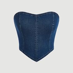 52% Cotton,30% Polyester,17% Viscose,1% Elastane Zipper Fly Closure Denim Zip-Up Asymmetrical Sleeveless Tube Top Fabric: Fabric Is A Slight Stretch, Soft And Comfortable Corset Top Ideas, Simple Corset Top, Denim Top Outfit Ideas, Corset Top With Jeans, Denim Crop Top Outfit, Light Blue Corset Top