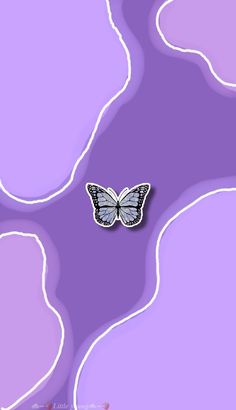 a small butterfly sitting on top of a purple surface with wavy lines in the background