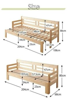 the bed frame is made from wood and has measurements for it