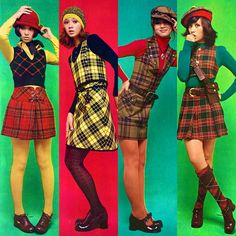 60s Outfits, Fashion 70s, 70s Inspired Fashion, 70s Outfits, 70’s Fashion, 1960s Fashion, Plaid Fashion